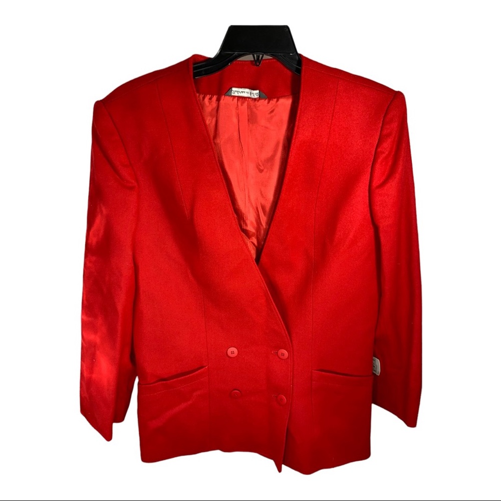 NWT Vintage 1980’s Red Wool Double Breasted Blazer